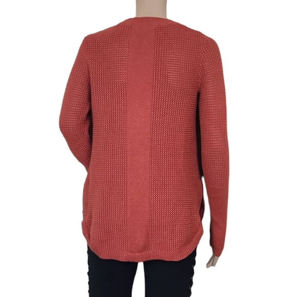 Dakini Waffle Knit Orange Sweater Side Zipper - Picture 2 of 5